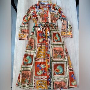 Zara Orange Multicolor Long Sleeve Dress women’s Large